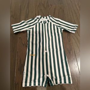 Liewood green stripes one piece rash guard swimsuit